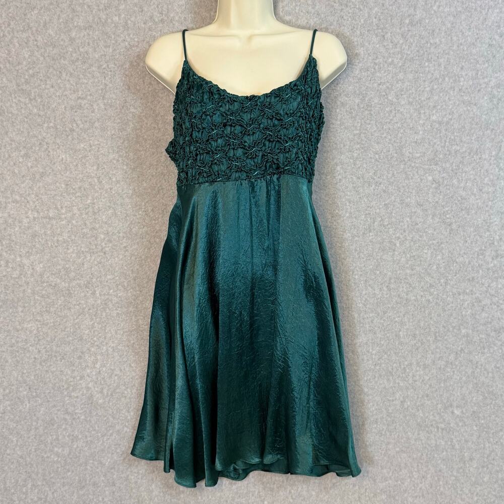 Vtg Marnie West Slip Dress Size 13 Fairy Smocked Crinkle Satin Fairy Whimsigoth